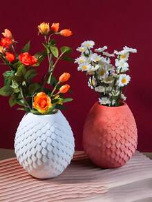 Flowerpot Plant Cement Clay Gypsum Silicone Mold Dragon's Egg Scale Relief Vase Shape DIY Stripe Scented Fragrance Bottle Epoxy Resin Crafts Molds Silicone Molds Candle Holder Making Plaster Molds Pen Storage Mold - White Silicone Mold - View 6