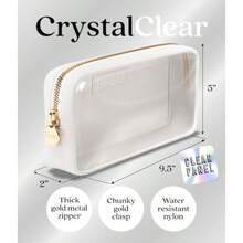 Embla - Bolsa de maquillaje transparente para mujer bolsa de cosméticos transparente bolsa de cosméticos con cierre lindas bolsas de nailon negro almacenamiento de maquillaje artículos de - Blanco - Ver 2
