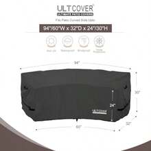 ULTCOVER - Funda para sofá curvado de patio impermeable para muebles seccionales de exterior tipo sofá de 2-3 plazas 94 pulgadas longitud del arco trasero / 60 pulgadas (longitud del arco frontal - Negro Curvo - Ver 2