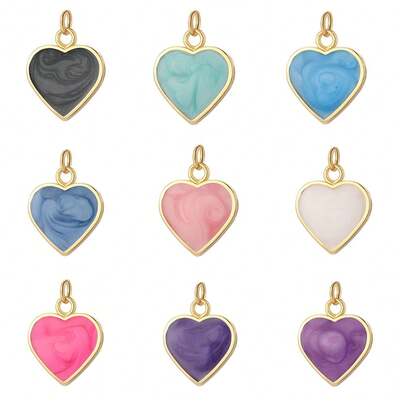 1pc Copper Heart Shaped Pendant, DIY Bracelet, Necklace, Anklet, Keychain, Suitable For Personalized Jewelry Or Gifts, Ideal For Valentine's Day, Mother's Day, Family Gifts