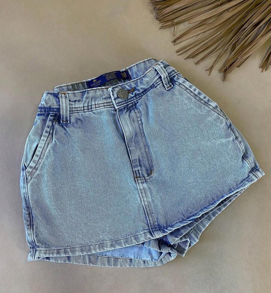 Skirt With Built-In Shorts, Denim Shorts Skirt - Royal Blue - View 1