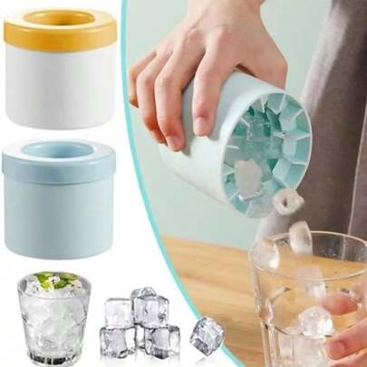 1 khuôn làm đá viên silicon gấp gọn, dung tích lớn, có thể tái sử dụng và đông lạnh, thích hợp cho gia đình, quán bar, quán rượu, câu lạc bộ và các loại đồ uống mùa hè ngoài trời.