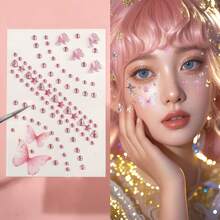 Face Diamond Sticker Aurora 3D Makeup Facial Adhesive Accessories Concert Sparkle Pearl Decal Performance - Multicolor - View 15