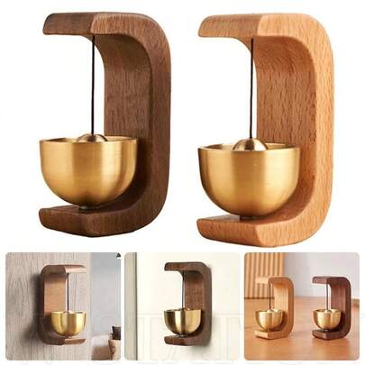 1pc Indoor Wind Chime System Door Bell Suction Door Type Pure Copper Percussion Bell Shop Open Door Reminder Door Hanging Ornaments