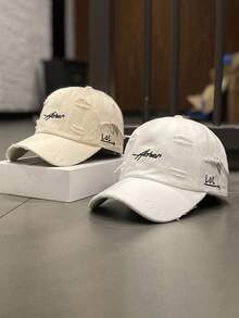 New Distressed Baseball Cap, Unisex Korean Style Embroidered Sun Visor Hat,Summer,Beach,Holiday - A - View 16