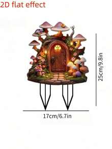 2D 亚克力波西米亚风格梦幻蘑菇屋雕像，户外草坪室内夹式装饰，适合家庭、派对、生日派对展示、庭院、草坪和园艺户外节日装饰 - 蘑菇房 - 查看 4