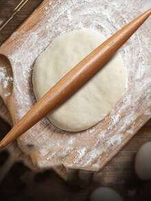 1pc Wooden Rolling Pin, Khaki Multi-Purpose Baking, Dumpling & Noodle Making Rolling Pin - Khaki - View 1