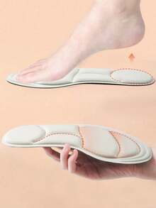 1 par de plantillas deportivas 5D súper suaves para tacones altos, con relieve, absorción de impactos, anti-dolor, absorción de sudor y resistentes a los olores, suela gruesa y suave - Beis - Ver 3