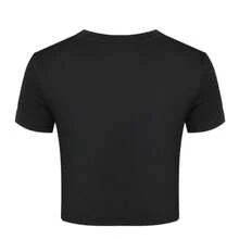 Stylish And Fitted Crop Top For Women - Stretchy Tee Suitable For Daily Wear And Parties, Machine Washable - Casual Shirt That Is Not Transparent, Perfect For Spring, Summer, And Fall - A Must-Have In Women'S Fashion - 黑色 - 查看 3