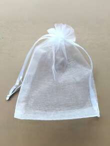 5/10/20/50/100 chiếc Túi vải organza nhiều màu, Túi đựng quà, Túi quà tặng, Đồ dùng gia đình, Túi đựng đồ bằng nylon, Đồ dùng tiệc tùng ngày lễ, Đồ dùng đám cưới, Bao bì trang trí quà tặng, Túi đựng đồ làm bánh, Bao bì phụ kiện trang sức, Túi dây rút quà tặng, Túi đựng trang sức quà tặng sinh nhật - Trắng - Xem 8