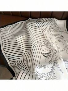 Elegant Lily Print Chiffon Square Scarf For Women, Lightweight 70cm Silky Neck Scarf & Headband, Soft Floral Decorative Wrap For Spring And Summer, Versatile Fashion Accessory For Daily Outfits, Travel Or Work, Perfect Gift For Her – Chic Retro Style Shawl - 紅色 - 查看 7