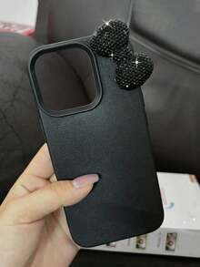 1个闪亮3D蝴蝶结奢华哑光鳄鱼纹全包防震TPU手机壳，兼容苹果17/16/15/14/13/12/11 Pro Max - 彩色 - 查看 3