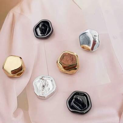 10 قطع أزرار معدنية بقص غير متماثل على الطراز البريطاني القديم، بحجم صغير، مناسبة للسترات والقمصان والسترات (للجنسين)