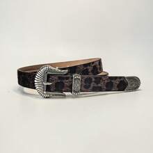 1pc Leopard Print Bohemian PU Waist Belt, Suitable For Dates And Daily Wear - Multicolor - View 1