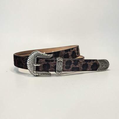 1 pièce Ceinture de taille bohème en PU imprimé léopard, convient pour les sorties et le port quotidien