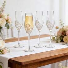 1只/2只珍珠香槟杯，6盎司，透明玻璃杯柄，饰以仿白色珍珠 - 婚礼新郎新娘、下午茶会和单身派对玻璃器皿 - 查看 8