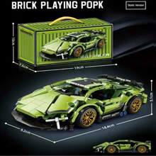 Bộ xếp hình 700+ mảnh dành cho thanh thiếu niên, mô hình siêu xe, kích thước lớn 20cm, bao bì cao cấp, tương thích với các loại xếp hình khác, mô hình xe thể thao Cyberpunk 911 Starry Sky Aventador tự lắp ráp. - Nhiều màu - Xem 10