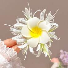 1pc/4pcs Spring & Summer New Faux Plumeria Hair Clips, Beach Vacation Style Side Bangs Duck Clip Hair Accessories - Multicolor - View 11