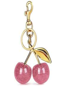 1个粉色樱花钥匙扣，优雅包包挂饰，可爱汽车钥匙链，男女通用礼物 - Gold+rose Pink - 查看 4