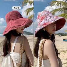 Reversible Floral Bucket Hat For Women, Large Brim Sun Protection Summer - Multicolor - View 7