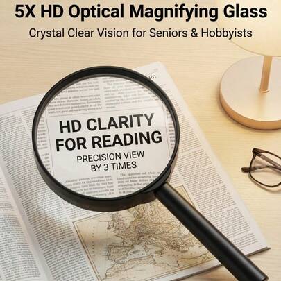 Equipped With A High-Quality 6cm Lens, This Handheld Magnifier Provides A Powerful 5X Zoom Without Distortion. It's Specifically Designed To Help Seniors And Those With Low Vision Read Fine Print On Medicine Bottles, Maps, And Intricate Legal Documents With Ease And Clarity.