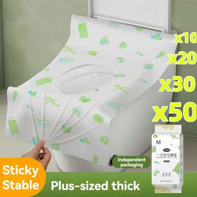 100/50/20/10 Pcs/Pack, 10pcs/Pack Disposable Toilet Seat Covers, Water-Soluble Portable Toilet Seat Pads, Portable Travel & Business Toilet Mats, Toilet Seat Covers, Essential Accessories For Airplane Travel, Camping, Bathroom Supplies