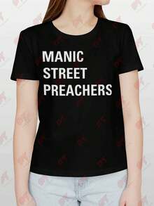 Manic Street Preachers Block Logo Back Print Slim Fit T-Shirt - Black - View 1