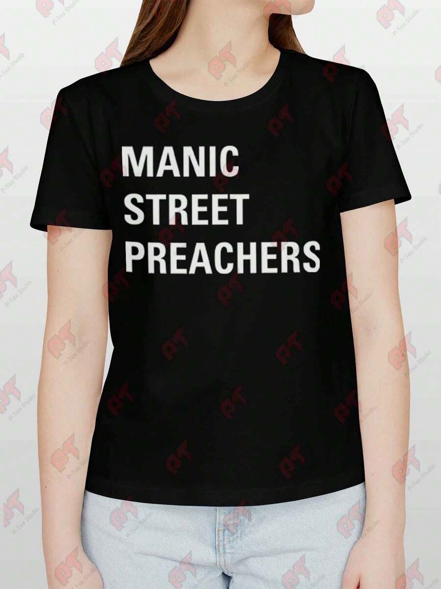 Manic Street Preachers Block Logo Back Print Slim Fit T-Shirt - Black - View 1