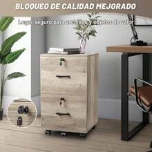 Archivador con 2 Cajones Archivero con 5 Ruedas para Archivos A4 Tamaño Carta Archivero Organizador Debajo del Escritorio para Oficina en Casa Archiveros con Cerradura con Soporte para Impresora - Gris Marrn - Ver 5