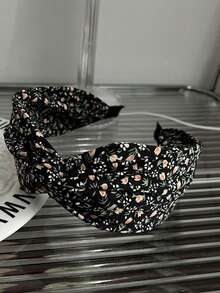 1 pièce/3 pièces Bandeau large vintage élégant à motif floral Ditsy, bandeau large rétro français à nœud floral, bandeau imprimé minimaliste polyvalent pour femmes, bandeau large noué en tissu bohème, convient pour les vacances, le port quotidien, élégant serre-tête - Multicolore - Voir 9