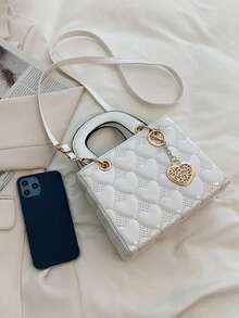 Túi xách Daifei cao cấp nhỏ gọn, độc đáo dành cho nữ năm 2024, kiểu dáng lưới kim cương thời trang mới, túi đeo vai và đeo chéo, quà tặng Giáng sinh, quà du lịch, quà dự tiệc. - trắng - Xem 4