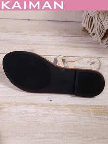 Sandal Wanita Model Baru Musim Semi/Panas dengan Gesper Persegi, Sandal Pantai Wanita, Sandal Gladiator - Krem - View 7