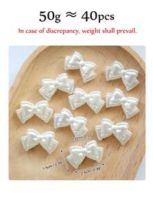EECLYCJ 50g Faux Pearl ABS Pearlescent Bow Beads, 3 Styles Of Sweet Cute Kawaii Mini White Hole Beads For Girls DIY Crafts, Cellphone Straps, Handbag Charms, Hair Ties, Bracelets, Handmade Mother's Day Gift Materials - Beige - View 12