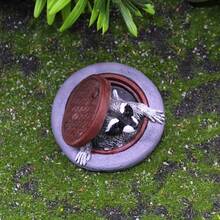 1-Piece Set: Spring-Themed Creative Garden And Courtyard Resin Micro-Landscape, Raccoon Figurine Under A Manhole Cover, Creative Realistic Animal Decoration, Home Decor Item - 下水道浣熊 - 查看 4