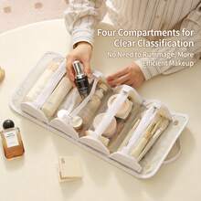 New Foldable Waterproof Large Capacity Travel Makeup Bag, Detachable Portable Toiletry Organizer, Unisex - Black - View 1