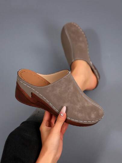 Women's Retro Platform Mule Shoes, Comfortable Slip-On Loafers, Thick-Soled Lightweight Shoes Suitable For Daily Casual, Commuting, Walking And Various Outfit Occasions