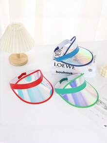 1pc Candy-Colored Sun Hat, Oversized Brim Sports Open-Top Hat, Party Sun Hat, Decorative Hat, Waterproof And Sun-Proof Hat, Holographic Sun Hat, Suitable For Summer Parties, Travel, Beach, Vacation, Holiday Gift For Women, Travel Gift - Laser Version - View 8