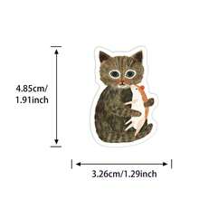 64 Pieces Of Retro Oil Painting Cat Graffiti Stickers - Waterproof Vinyl, Suitable For Laptops, Water Bottles, Notebooks, Suitcases, Etc. - Cartoon Fun DIY Scrapbook Gift - A - View 7