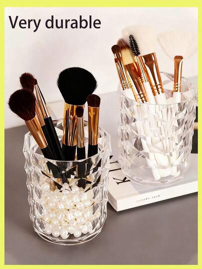 1pc Transparent Acrylic Round Storage Box, Waterproof Makeup Organizer, Travel Storage Rack, Pen Holder, Lipstick & Eyebrow Pencil Organizer, Multi-Function Storage Box, Stationery Organizer, Desktop Storage Box, Suitable For Desktop Storage, Skincare Storage, Office Desk Organization, Stationery Storage, Holiday Gift, Valentine's Day Gift, Suitable For Teachers, Friends, Classmates