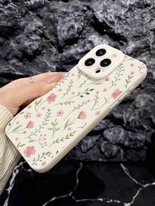 1pc White Floral Branch Minimalist Full Coverage TPU Shockproof Phone Case Compatible With Apple 17, 16, 15, 14, 13, 12, 11 Pro Max, Air - Multicolor - View 3