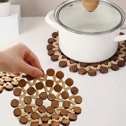 1pc Bamboo Heat Insulation Mat, Dining Table Mat, Pot Holder, Heat Resistant Coaster, Cup Mat, Household Kitchen Accessory, Essential Kitchen Item, Practical Christmas Gift