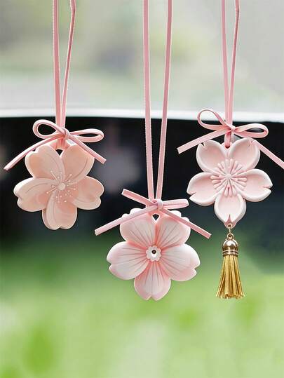 3D樱花吊坠硅胶模具，适用于蜡烛、环氧树脂、粘土浇铸模具、DIY香薰皂、汽车出风口夹、冰箱贴、衣柜膨胀石、石膏模具、家居蜡烛杯装饰、手工礼品、石膏吊坠模具