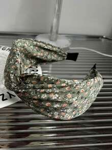 1 pièce/3 pièces Bandeau large vintage élégant à motif floral Ditsy, bandeau large rétro français à nœud floral, bandeau imprimé minimaliste polyvalent pour femmes, bandeau large noué en tissu bohème, convient pour les vacances, le port quotidien, élégant serre-tête - Multicolore - Voir 7