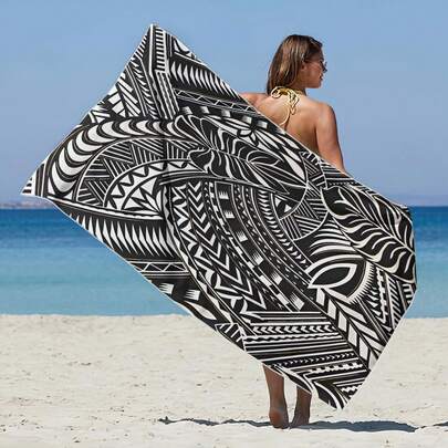 1 Khăn tắm biển in họa tiết, phong cách Polynesia, Hawaii, Samoa, khăn tắm, chăn đi biển thời trang, khăn sợi nhỏ siêu thấm hút, mềm mại, thích hợp cho phòng tắm, bơi lội, tập thể dục, yoga, nhẹ và dễ mang theo, chống gió, chống nắng, chống cát, lý tưởng cho du lịch mùa hè, kỳ nghỉ, trang trí phòng tắm.