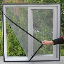 1pc Mosquito Nets For Window,Anti-Mosquito Window Screens,Mesh Anti Insect Air Tulle Invisible Black Fiberglass Mosquitoes And Flies,Simple Detachable Window Screen, No-Drill, Hook And Loop-Attached Screen Mesh - Gray Mesh With Black Border - View 3