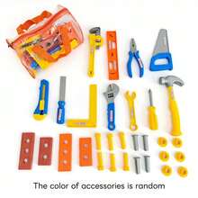 13/21/31件套过家家工具箱套装,包含螺丝刀和逼真的工具玩具,适合儿童,互动游戏场景设计,男女皆宜,生日礼物 - 彩色 - 查看 15