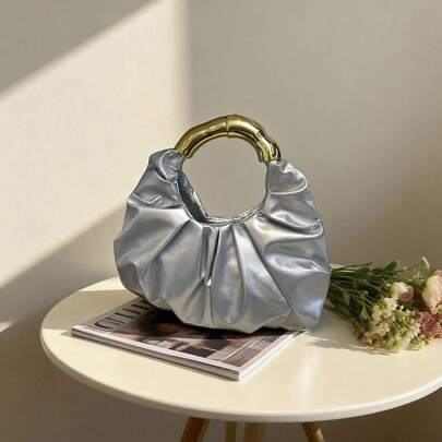 Elegant Solid Color Pleated Cloud Bag, New Women's Bag, Stylish Niche Design, Handbag & Evening Clutch
