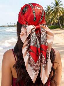 1pc Women's Headscarf, New Arrival Spring/Summer Fashion Paisley Print Headband, Versatile Square Scarf, Retro Pattern Silk Scarf, Minimalist Luxurious Satin Scarf, Suitable As Headband, Headscarf, Etc., Ideal For Enhancing Your Overall Look. - Multicolor - View 7