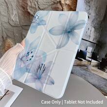 Watercolor Blue Lily Tablet Protective Case With Origami Stand - Shock-Resistant Protective Case, Fresh And Elegant Aesthetic Design, Protective Tablet Case With Pen Slot, Suitable For Pro (M5)/ Air (M3)/ 11"(A16)/ 10.9/10.2/ Air 5th Gen/Pro11/10th/9.7/Air 2/ (7th Gen)/ (8th Gen) And Galaxy Tab S6 Lite 10.4 Inch - 查看 3