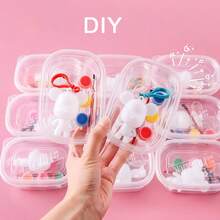 1set/Random Fluid Bear Keychain, DIY Graffiti Painting Material Kit, Pigment + Spoon + Bear + Brush Packed In Bag/Box, Creative Handmade Bear Toy, Painting Set Back To School,Mother's Day,Mom's Gift,Back To School,School Supplies - Randomly Painted Bear - View 5